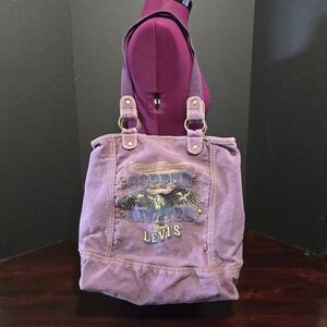 Levis 'Copper Rivet' Tote Bag 1980s Magenta Canvas 14"